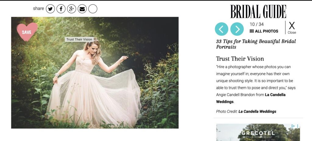 Bridal Guide editorial feature photographed by Angie Candell