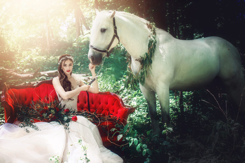 bridal photos with a horse