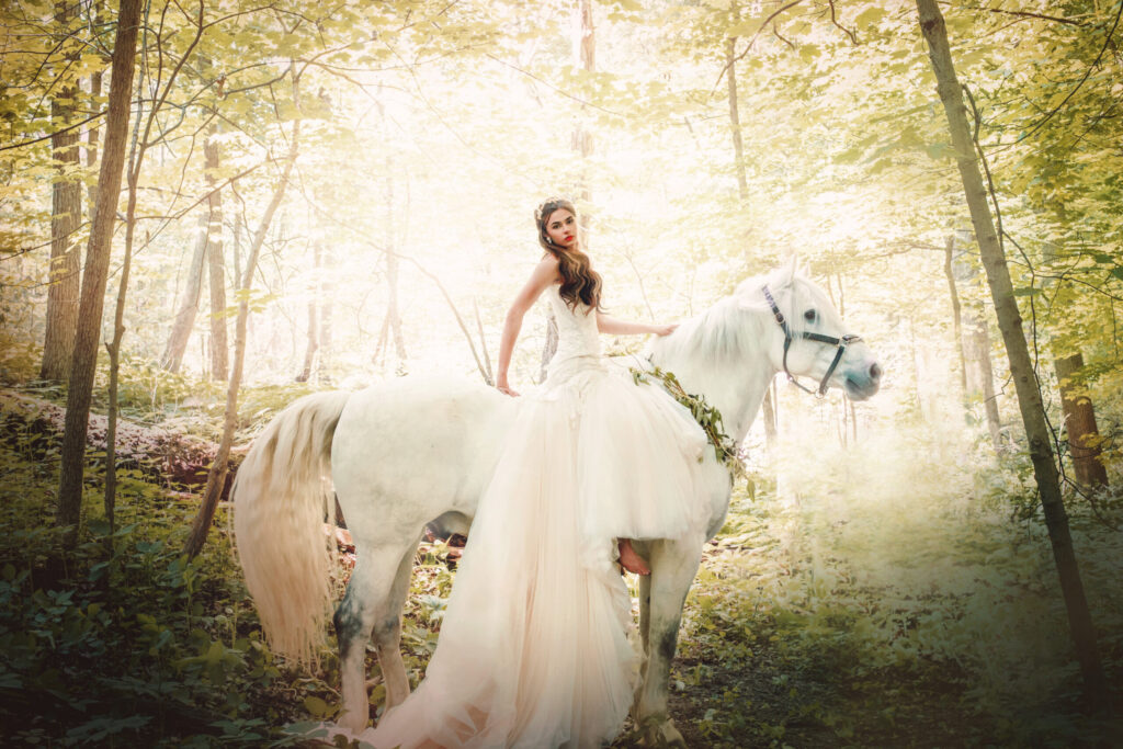 pittsburgh bridal photos with a horse